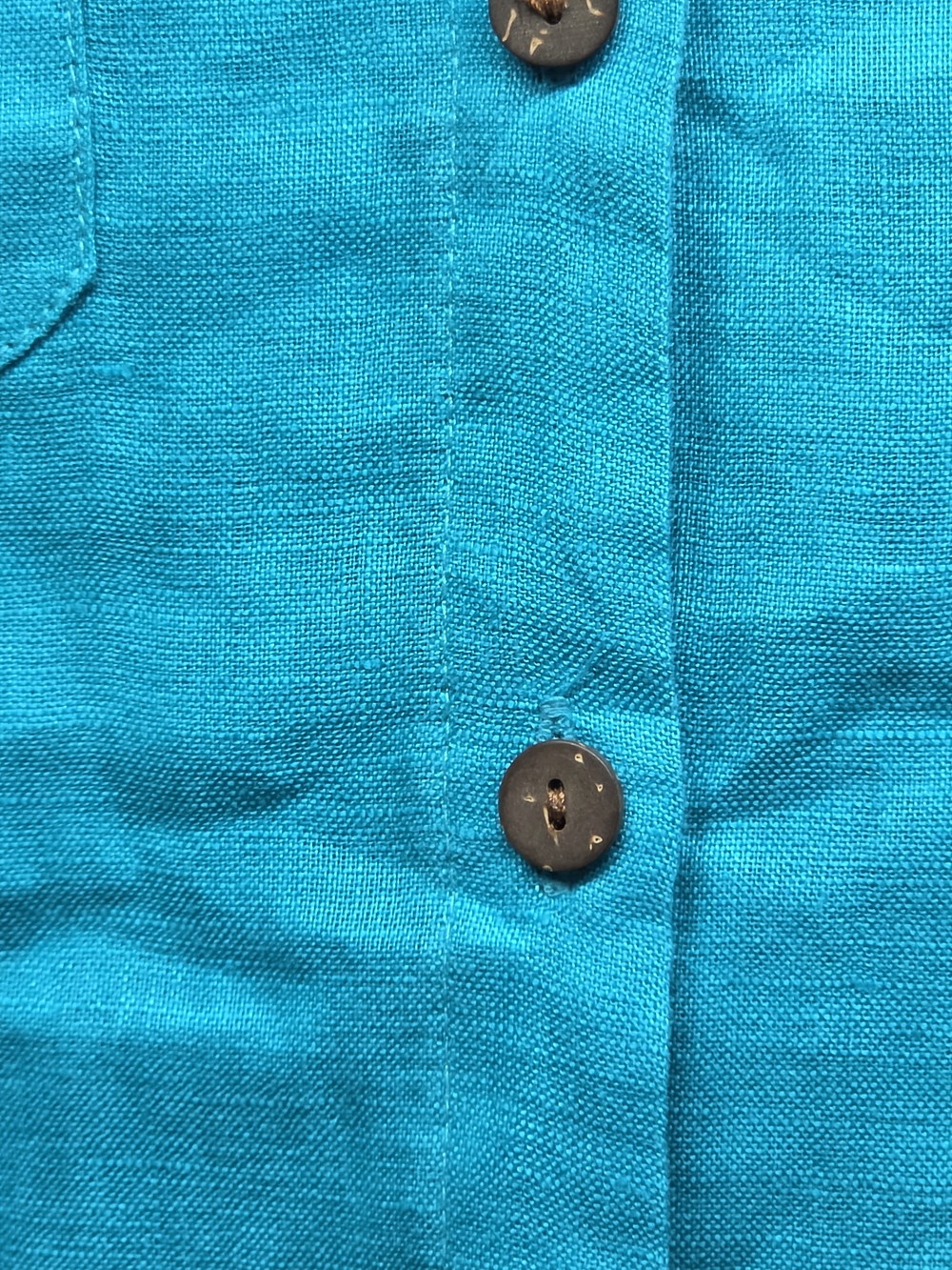 NOT FOR SALE. JM Collection Turquoise Linen Blend Roll Tab Blouse Size 8 - Picture 3 of 6